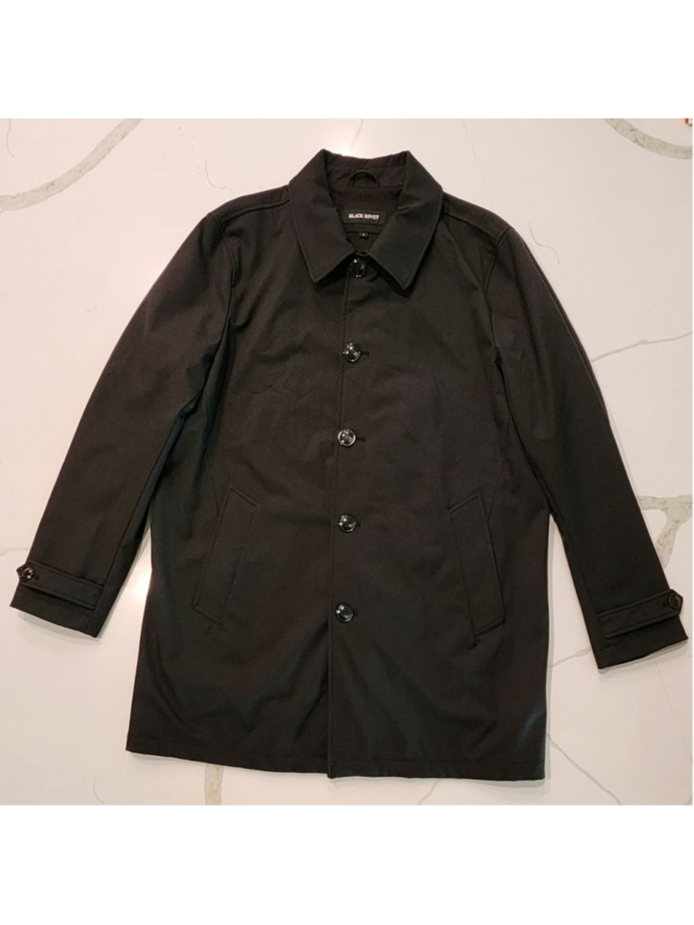 Black Rivet Black Lightweight Stretch Jacket Men’s L Button Zip Front Car Coat
